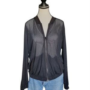 Zella Black Mesh Women's Sporty Bomber-Style Track Jacket Size L
